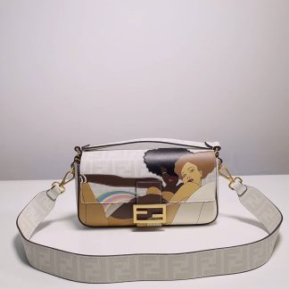 Replica Fendi Zucca Baguette Medium Leather Shoulder Bag