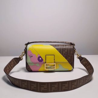 Replica Fendi Zucca Baguette Medium Leather Shoulder Bag