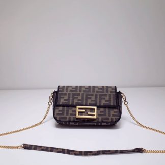 Replica Fendi Baguette Canvas Chain Shoulder Bag