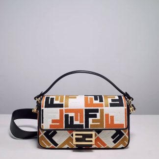 Replica Fendi Baguette Multicolor Canvas FF Embroidered Shoulder Bag