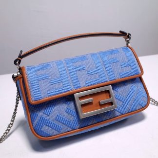 Replica Fendi Baguette Canvas FF Embroidered Shoulder Bag