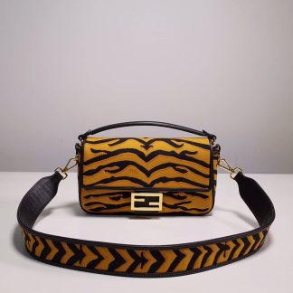 Replica Fendi Baguette Canvas FF Embroidered Shoulder Bag