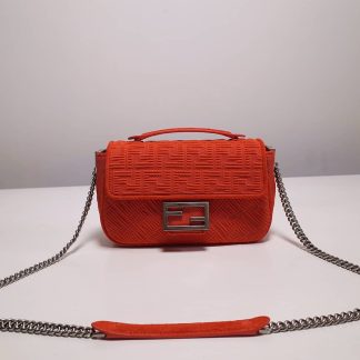 Replica Fendi Baguette FF Fabric Midi Chain Bag