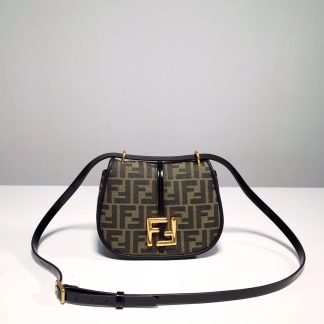 Replica Fendi C’Mon FF Jacquard Fabric Leather Shoulder Bag