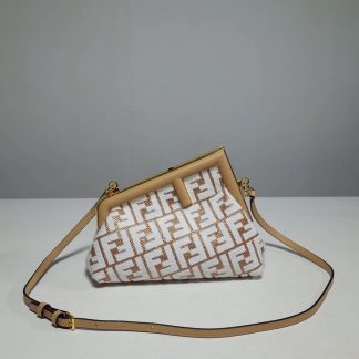 Replica Fendi First Small RaFFia Clutch Bag With Tapestry Fabric FF Motif