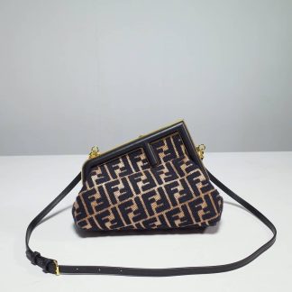 Replica Fendi First Small RaFFia Clutch Bag With Tapestry Fabric FF Motif