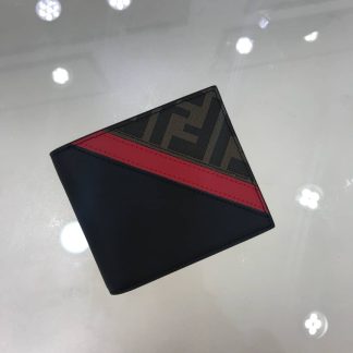 Replica Fendi FF Logo-Print Leather Wallet