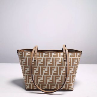 Replica Fendi Canvas Leather FF Jacquard Shopping Tote Bag