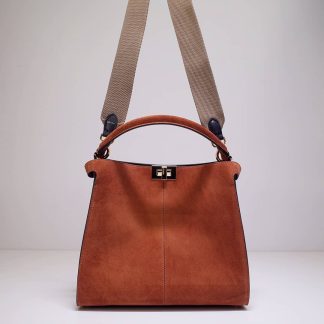 Replica Fendi Peekaboo X-Lite Suede Shoulder Bag