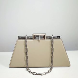 Replica Fendi Peekaboo Cut Leather Shoulder Bag