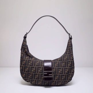 Replica Fendi Zucchino Half Moon Baguette Shoulder Bag