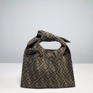 Replica Fendi Brown FF Jacquard Mini Shopper Bag