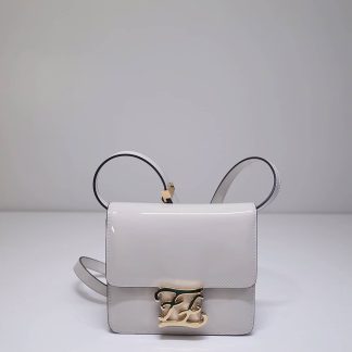 Replica Fendi White Patent Leather Karligraphy Bag