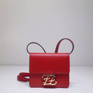 Replica Fendi Leather Karligraphy Bag Red