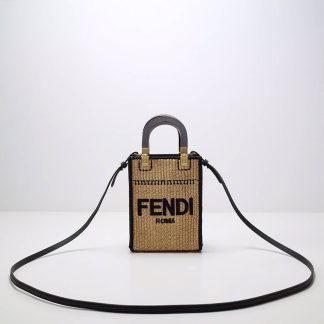 Replica Fendi RaFFia Mini Sunshine Shopper Bag