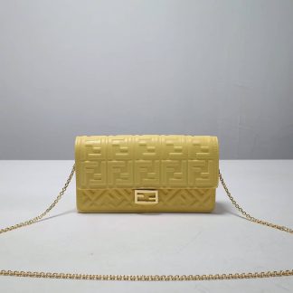 Replica Fendi Zucca Embossed Leather FF Flap Wallet On Chain Baguette Bag