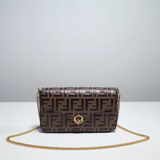 Replica Fendi Bi-Color FF Embossed Envelope Wallet On Chain