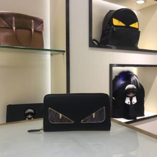 Replica Fendi Bag Bugs Leather Monster Eyes Zipper Long Wallet