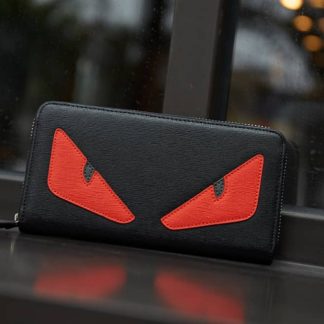 Replica Fendi Monster Eyes Leather Zipper Long Wallet