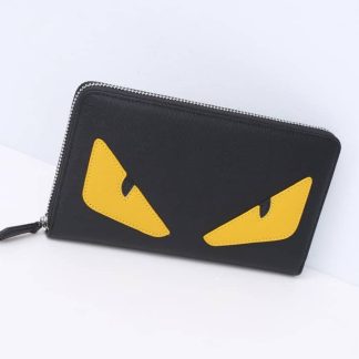 Replica Fendi Monster Eyes Leather Zipper Long Wallet