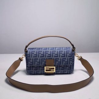 Replica Fendi Small Denim Light Blue Baguette Bag