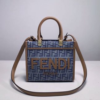 Replica Fendi Sunshine Small Fabric Blue Tote Bag