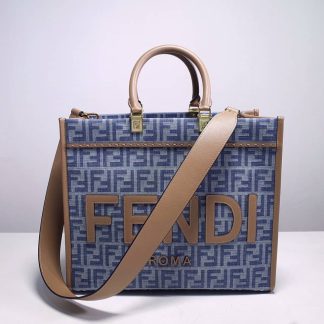 Replica Fendi Sunshine Medium Fabric Blue Tote Bag