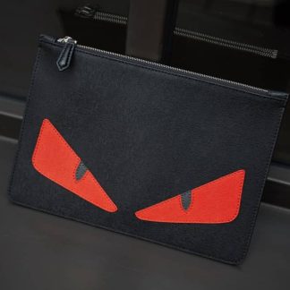 Replica Fendi Monster Calfskin Leather Clutch Bag