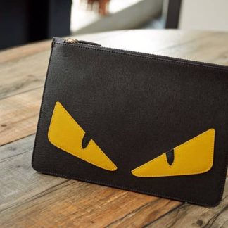 Replica Fendi Monster Calfskin Leather Clutch Bag