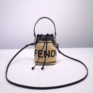 Replica Fendi Womens Mon Tresor Natural RaFFia Mini Bucket Bag