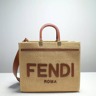 Replica Fendi Sunshine RaFFia Medium Shopper Tote Bag