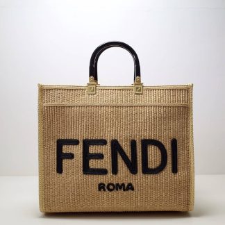 Replica Fendi Sunshine RaFFia Medium Shopper Tote Bag