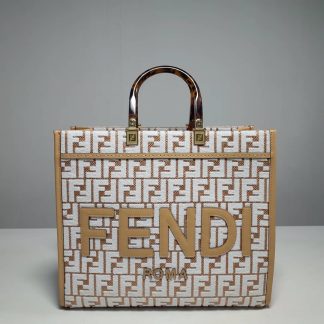 Replica Fendi Sunshine RaFFia Medium Shopper Tote Bag