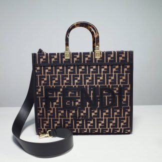 Replica Fendi Sunshine RaFFia Medium Shopper Tote Bag