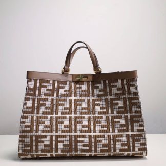 Replica Fendi Houndstooth Canvas Peekaboo X-Tote