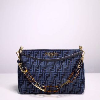 Replica Fendi Zucca Velvet Leather O'lock Zipper Top Handle Bag