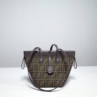 Replica Fendi Origami Mini Fabric Shoulder Bag Brown